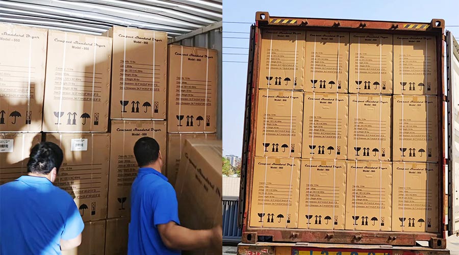 客戶Equator滾筒衣服烘干機(jī)快速裝柜完畢  蓄勢(shì)待發(fā)！